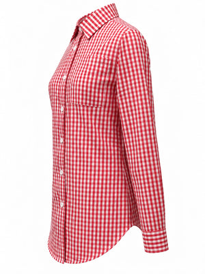 button-down shirt featuring gingham in Light Blue with Polyester &amp texture