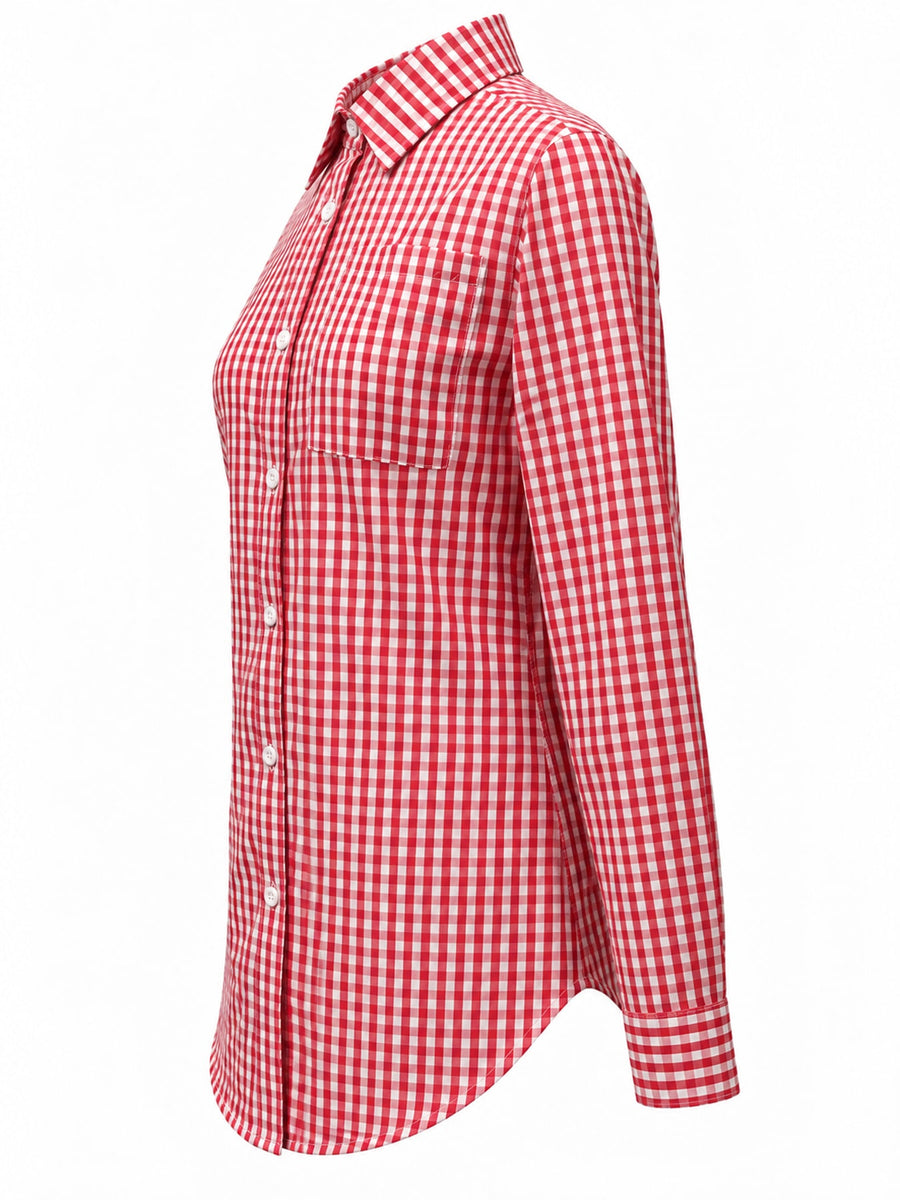 button-down shirt featuring gingham in Light Blue with Polyester &amp texture