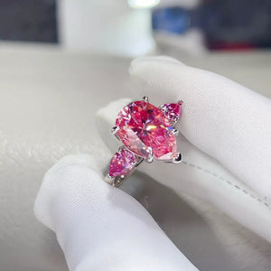925 sterling silver,Moissanite Carat weight: 6ct Care instructions: Avoid wearin ring in Pink with ring silhouette
