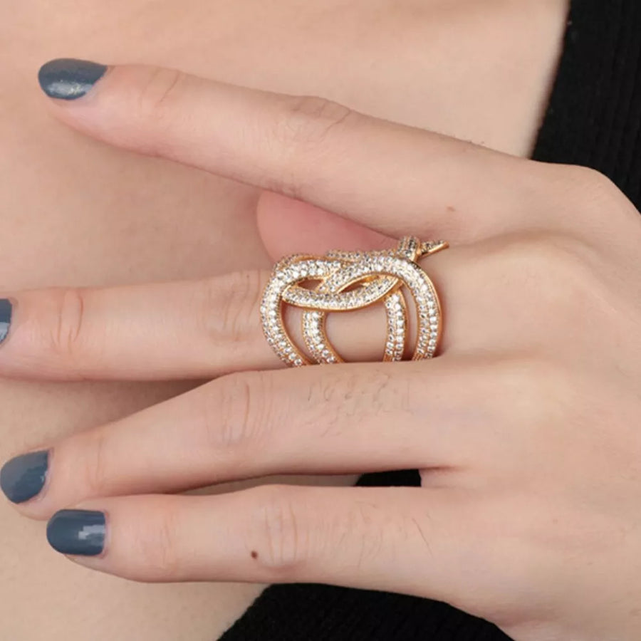 clear ring featuring 18K gold-plated and geometric