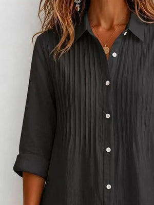 Khaki Men's Plus Size Long Sleeve Button-up Shirt