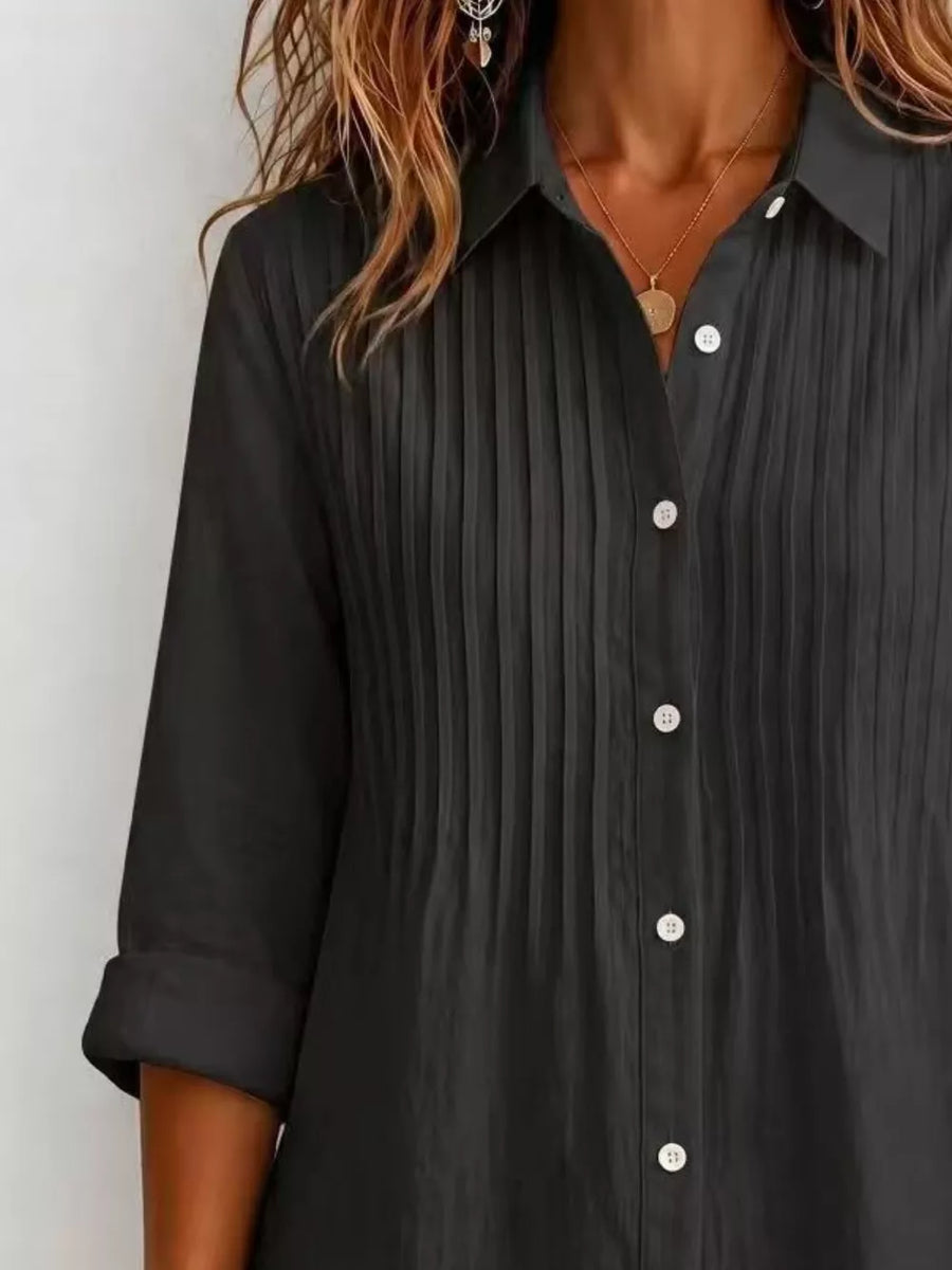 Khaki Men's Plus Size Long Sleeve Button-up Shirt