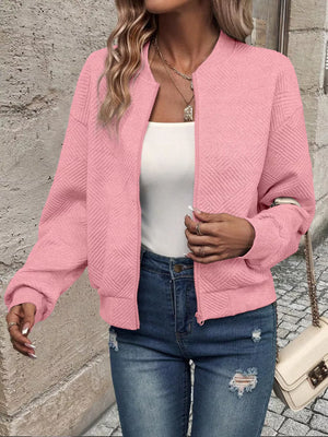 Blue bomber jacket with pocketed and long sleeve