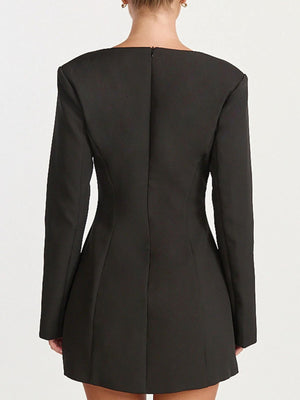 blazer dress in Black with buttoned and mini