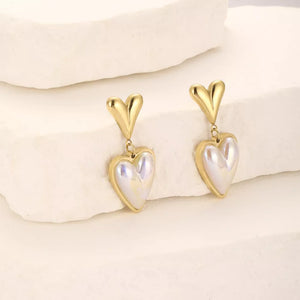 earrings in Gold with drop and mini