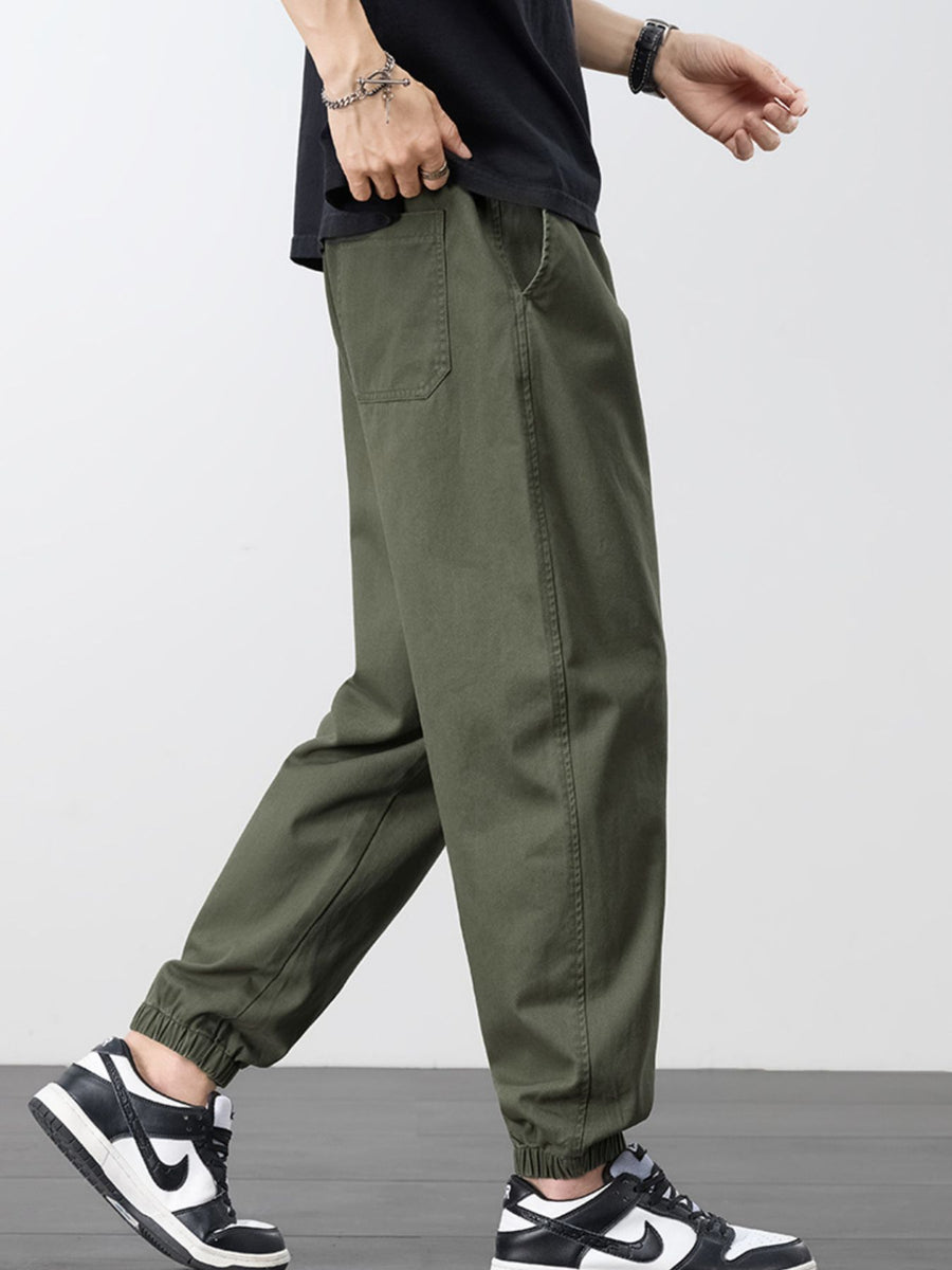 joggers in Black with drawstring and full-length