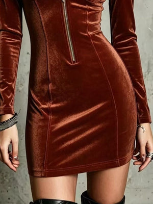 cream fitted mini dress with collared