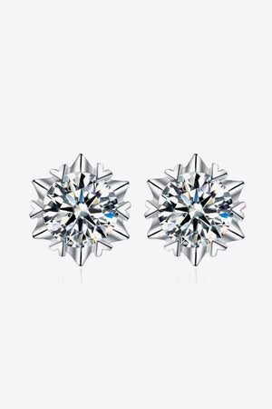 Silver stud earrings with celestial cut moissanite gems