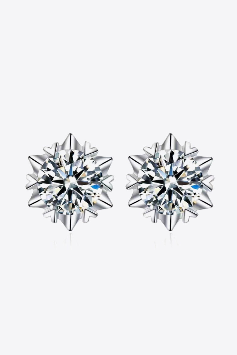 Silver stud earrings with celestial cut moissanite gems