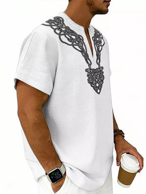 Men's Notched Printed Short Sleeve Shirt Plus Size, view 19