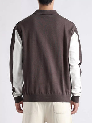 classic pullover sweater in White with collared