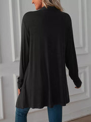navy blue cardigan with stretch and long sleeve