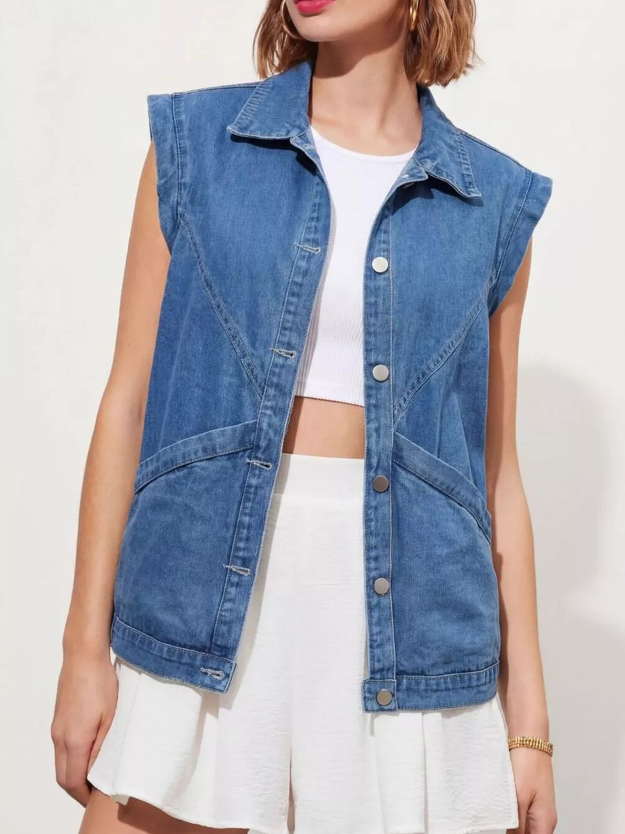 100% polyester Care instructions: Machine wash cold vest in medium blue with regular silhouette