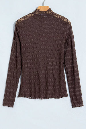 Coffee Brown blouse with hip-length and pullover