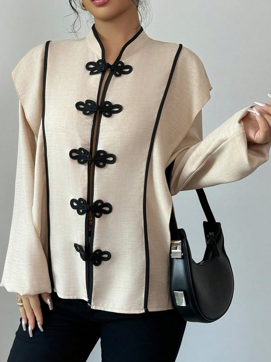 Polyester 100% Care instructions: Machine wash cold blouse in Khaki with relaxed silhouette