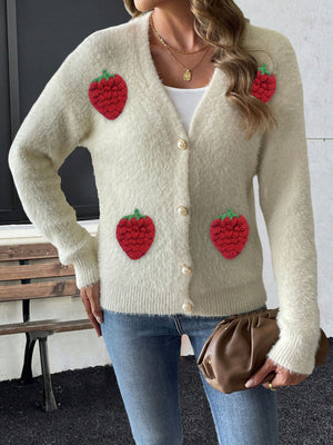 100% polyester Care instructions: Machine wash cold cardigan in red with relaxed silhouette