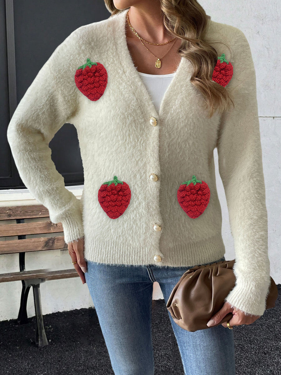 100% polyester Care instructions: Machine wash cold cardigan in red with relaxed silhouette