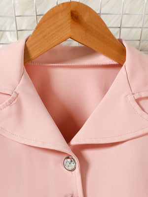 Pink toddler blazer with decorative button detail