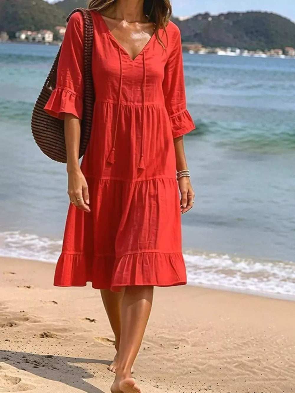 White midi dress with midi and pullover