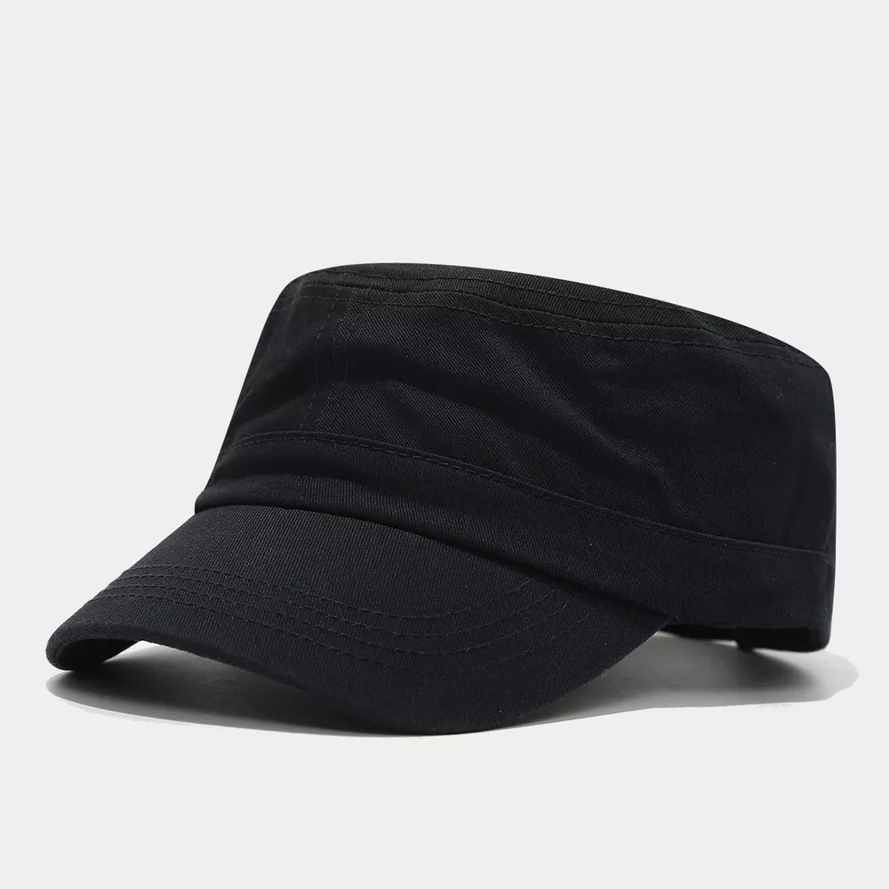 hat in black featuring brim and fitted fit