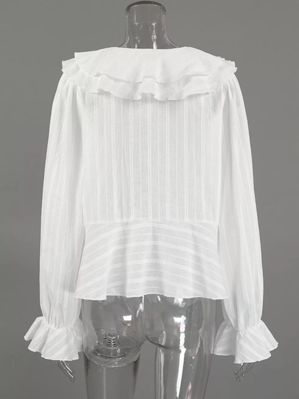 blouse in White with frill and waist-length