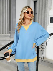 sweatshirt in Orange-Red with round neck and long sleeve