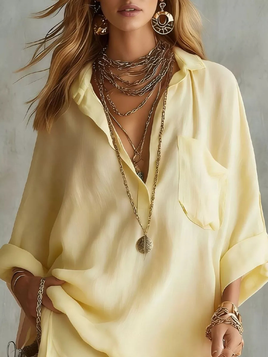 Dusty Pink oversized shirt and shorts set with collared