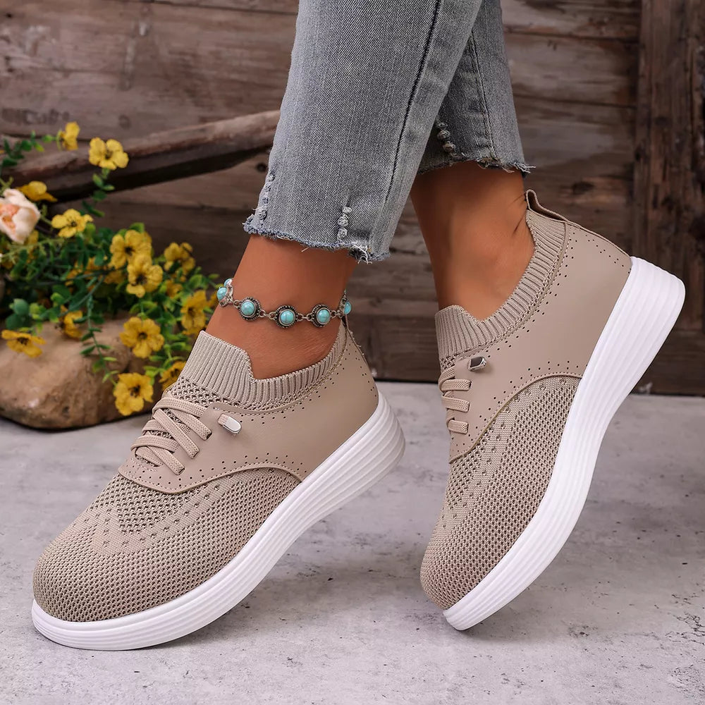 Black Round Toe Lace Up Sneakers