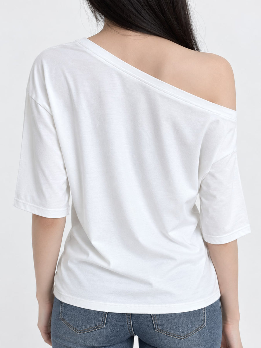 Polyester &amp t-shirt in White with relaxed silhouette