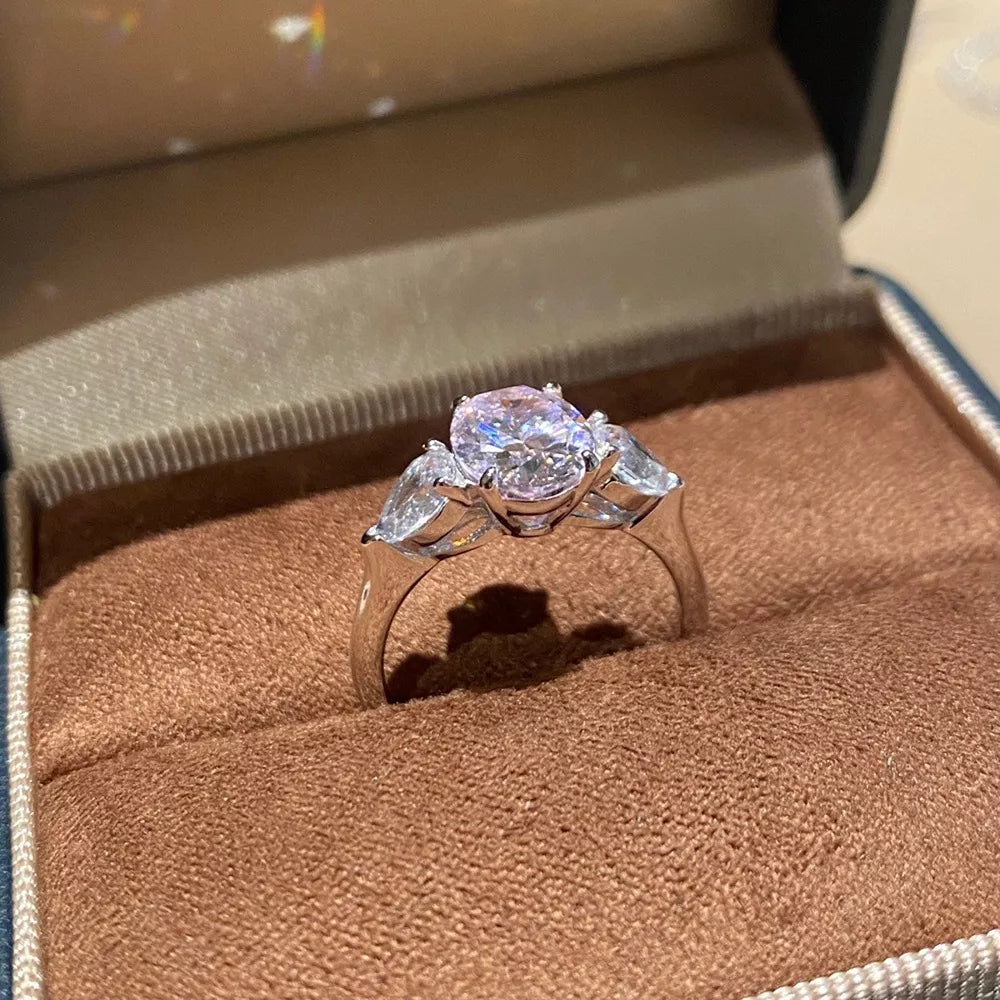 925 Sterling Silver Oval Cut Diamond Ring in silver with oval cut diamond