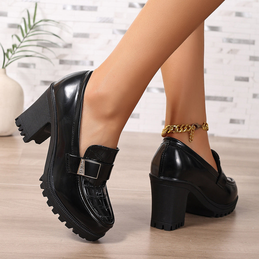 loafers featuring crocodile-embossed in black with PU Leather,Rubber Imported Size &amp texture