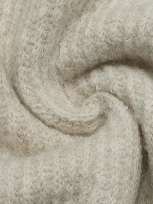 pullover sweater in Khaki with dropped shoulder and hip-length