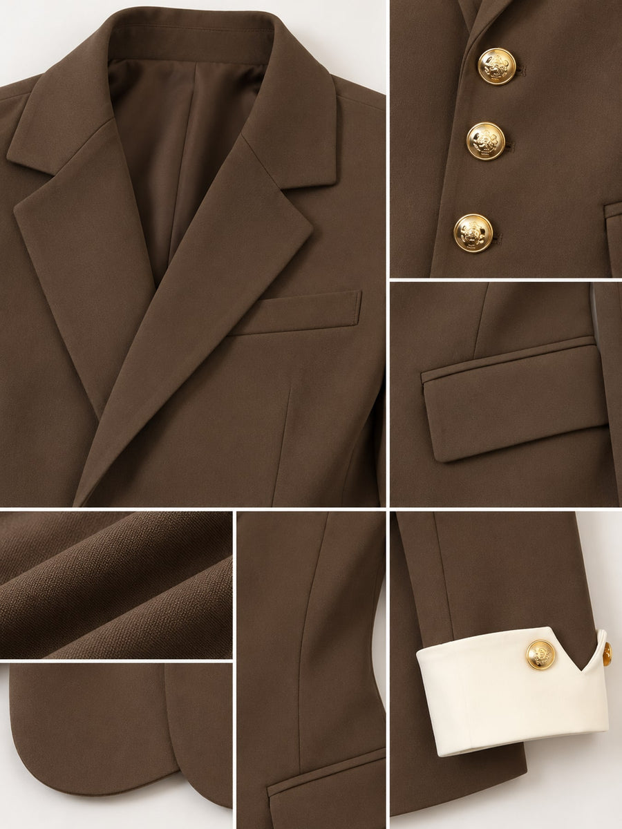 blazer in Ivory with notch lapel and long sleeve