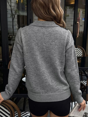 Argyle Patterned Polo Collar Sweater option 6