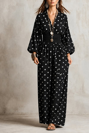 bohemian jumpsuit in mustard yellow with v-neck