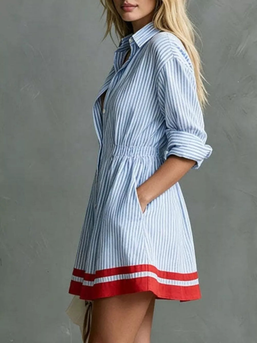 100% polyester Care instructions: Machine wash cold shirt dress in red with A-line silhouette