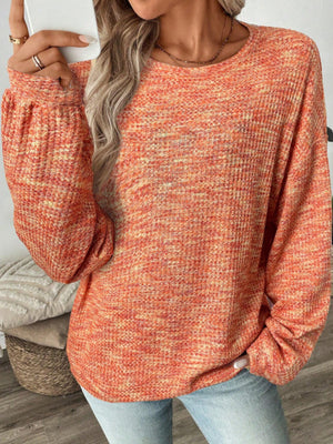 Grey pullover sweater with hip-length and pullover