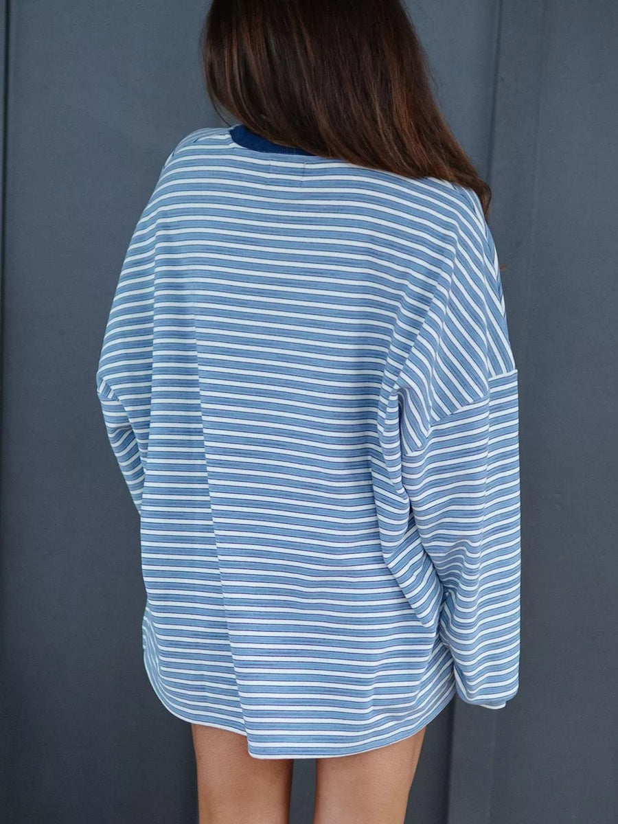 pajama set in Light Blue with striped and pocketed