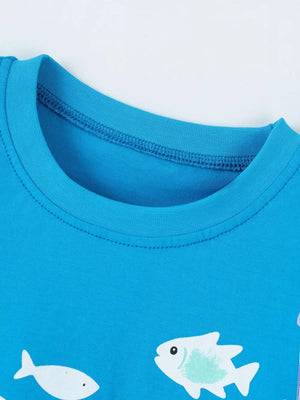 Children's Shark Print Cotton T-shirt option 3