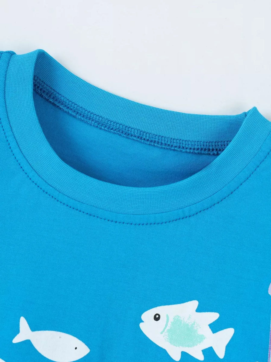 Children's Shark Print Cotton T-shirt option 3