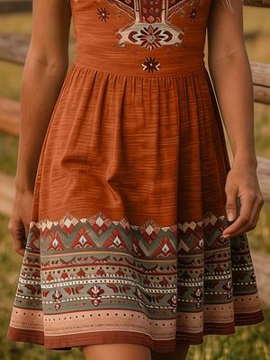 Green A-line A-line dress with scoop neck