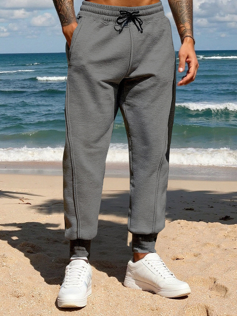 Men's Full Size Casual Drawstring Joggers in Brown