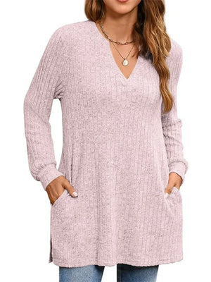 t-shirt in Deep Purple with notched and long sleeve