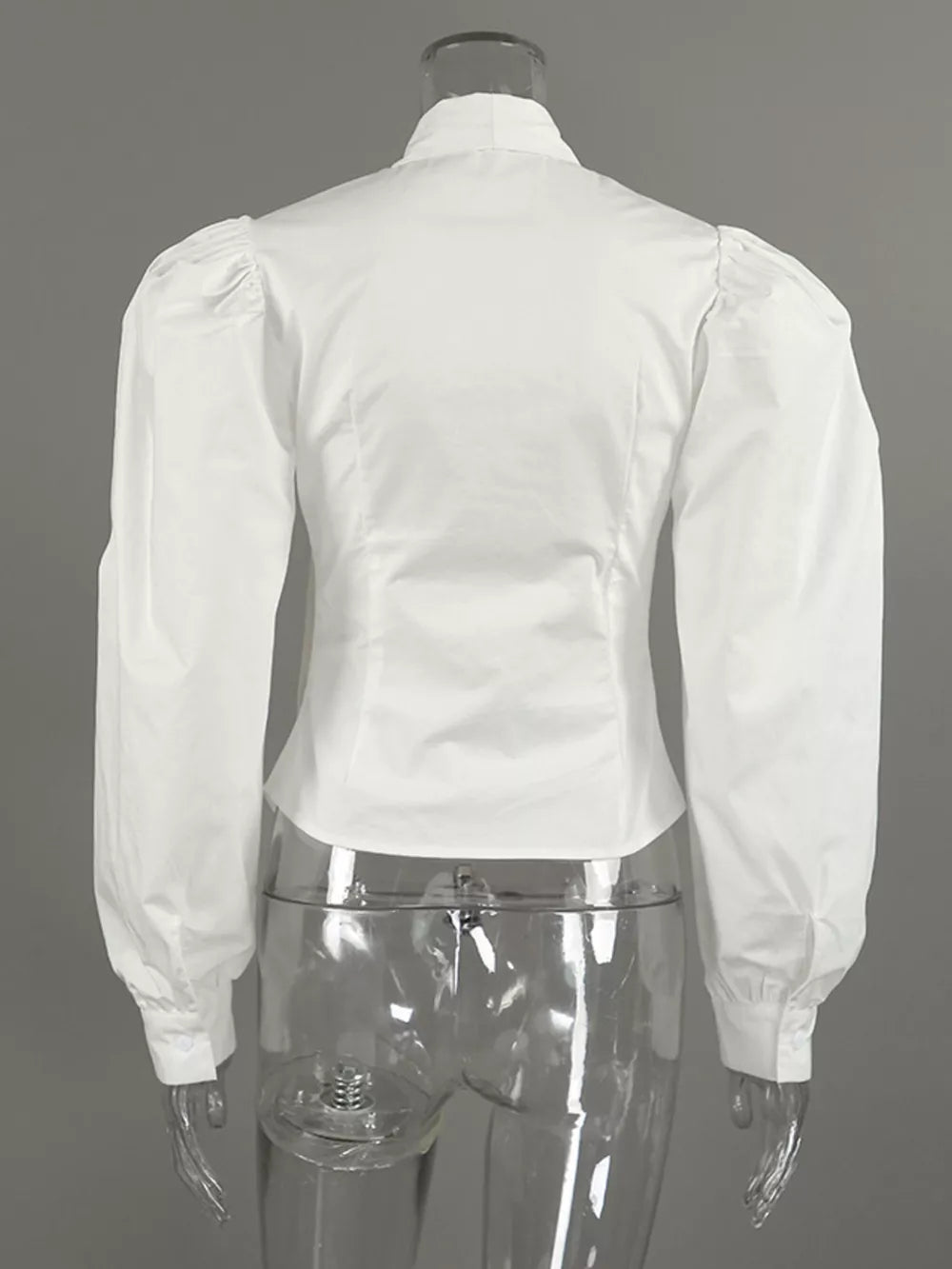 White fitted blouse with mock neck