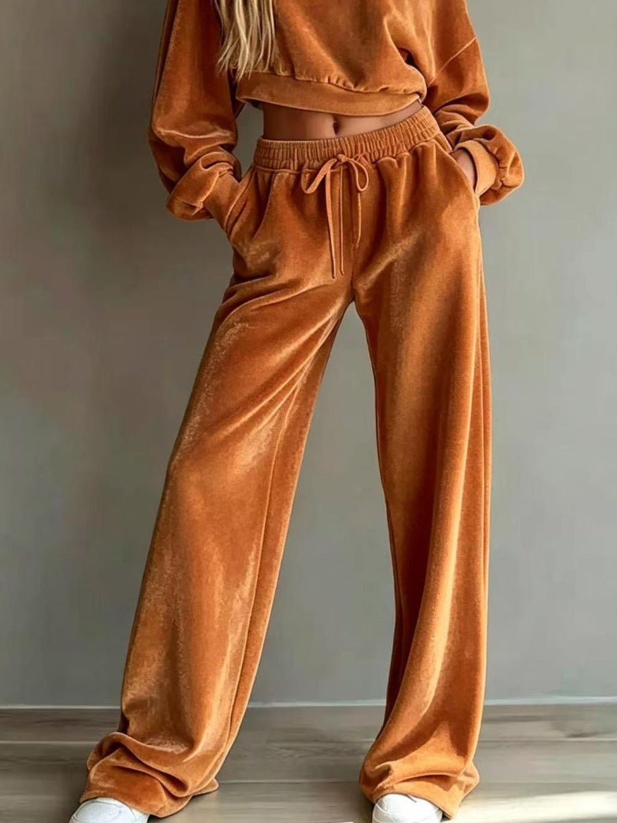 Burgundy relaxed lounge set with crew neck