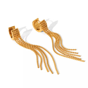 gold with earrings with tassel