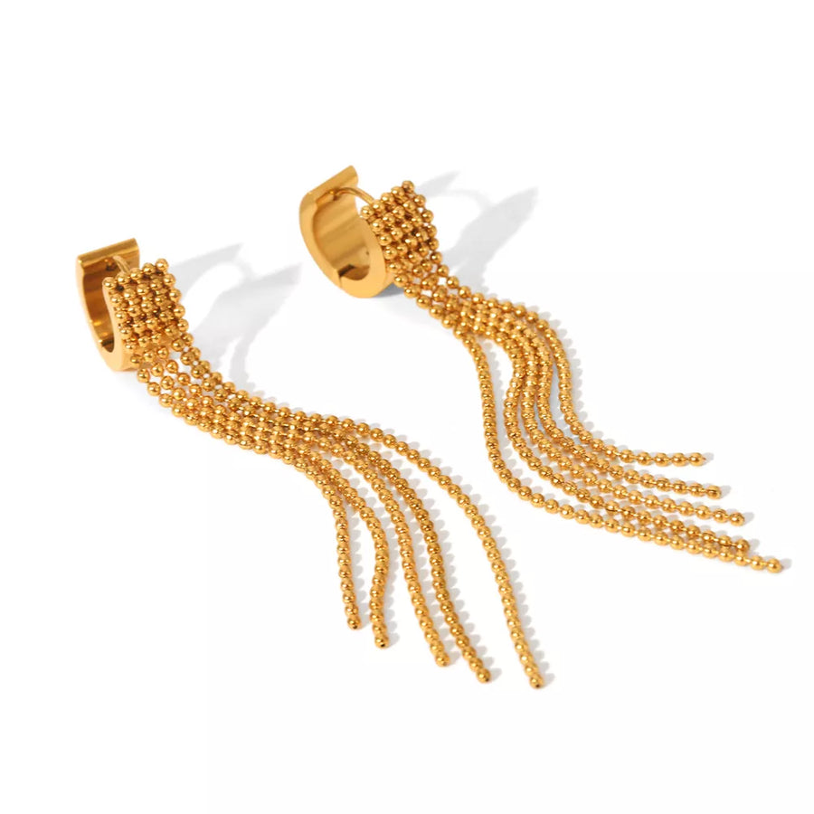 gold with earrings with tassel