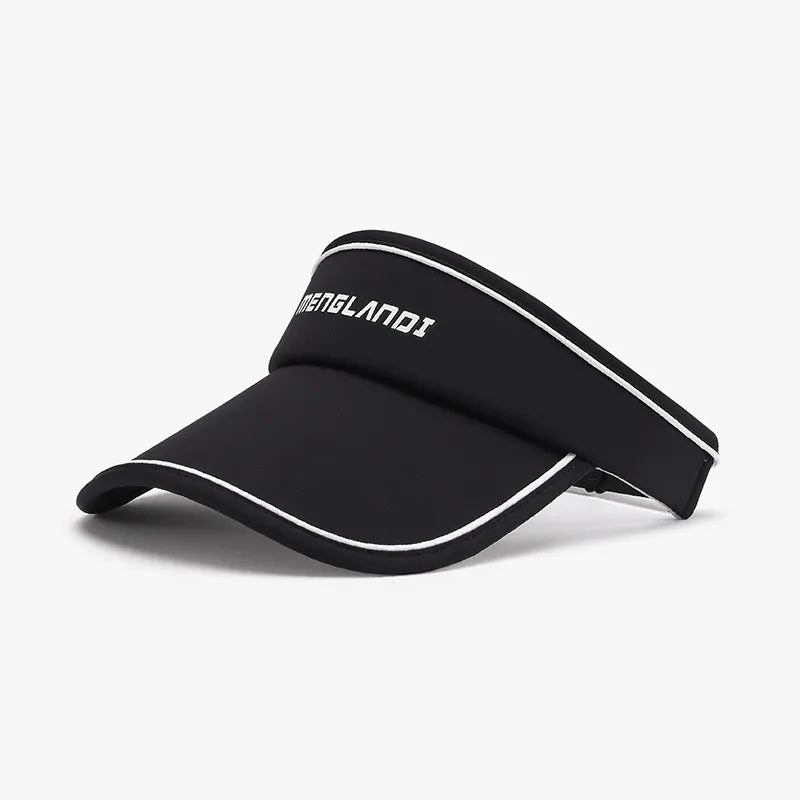 Black textured visor with contrast piping and white text detail