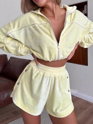 100% polyester Care instructions: Machine wash cold tracksuit in Yellow with relaxed silhouette