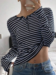 henley featuring striped in Navy Blue with 100% polyester Care instructions: Machine wash cold texture